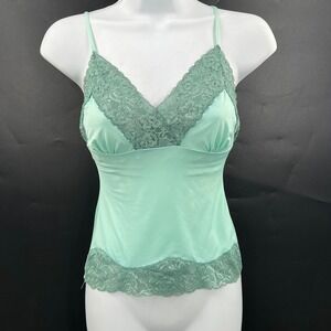 Moda International vintage Y2K lace trimed tank top cami mint green camisole S